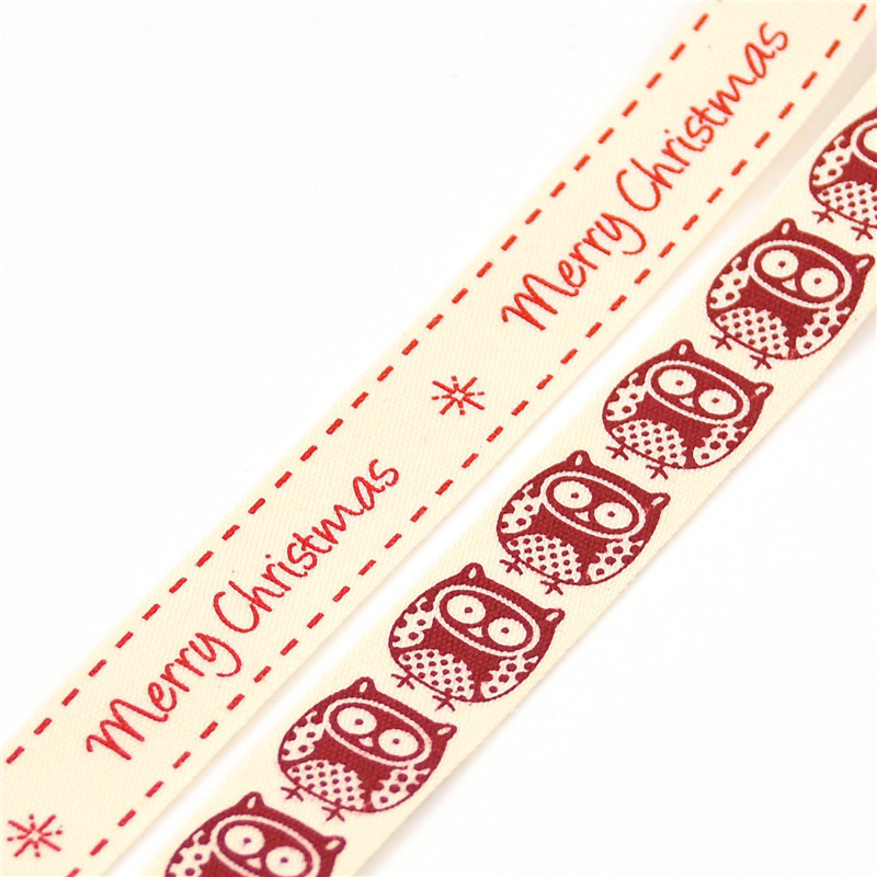Nuevo algodón de impresión de Navidad feliz navidad búho regalo de embalaje vestido borde de algodón