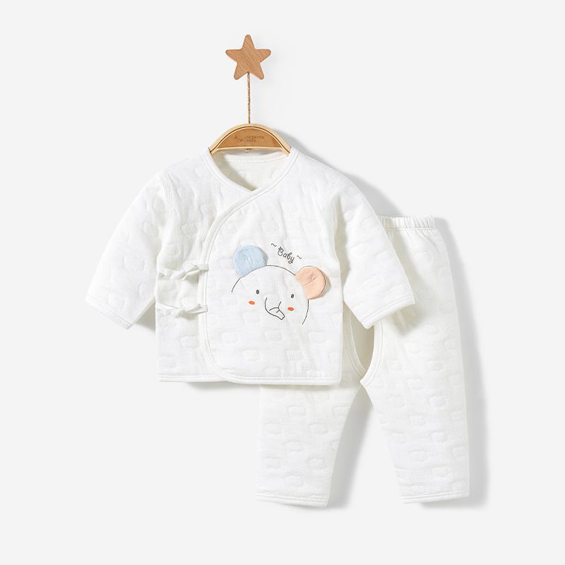 Ropa de bebé recién nacido Otoño e Invierno recién nacido acolchado cálido split algodón fino tocando fondo monje otoño ropa bebé ropa interior traje