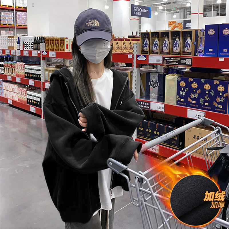 2025开衫早秋新款灰色外套女拉链薄开衫连帽小个子上衣春秋款卫衣|undefined