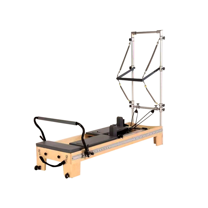 Pilates cama de núcleo medio elevada, máquina de yoga de enseñanza privada, árbol de arce, cama de núcleo medio elevada bidireccional