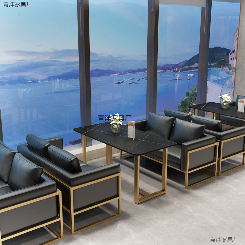 Nórdico Bar Bar Sofá Lounge Casual Sofá Comercial Sofá de cuero Mesa de té Mesa de comedor