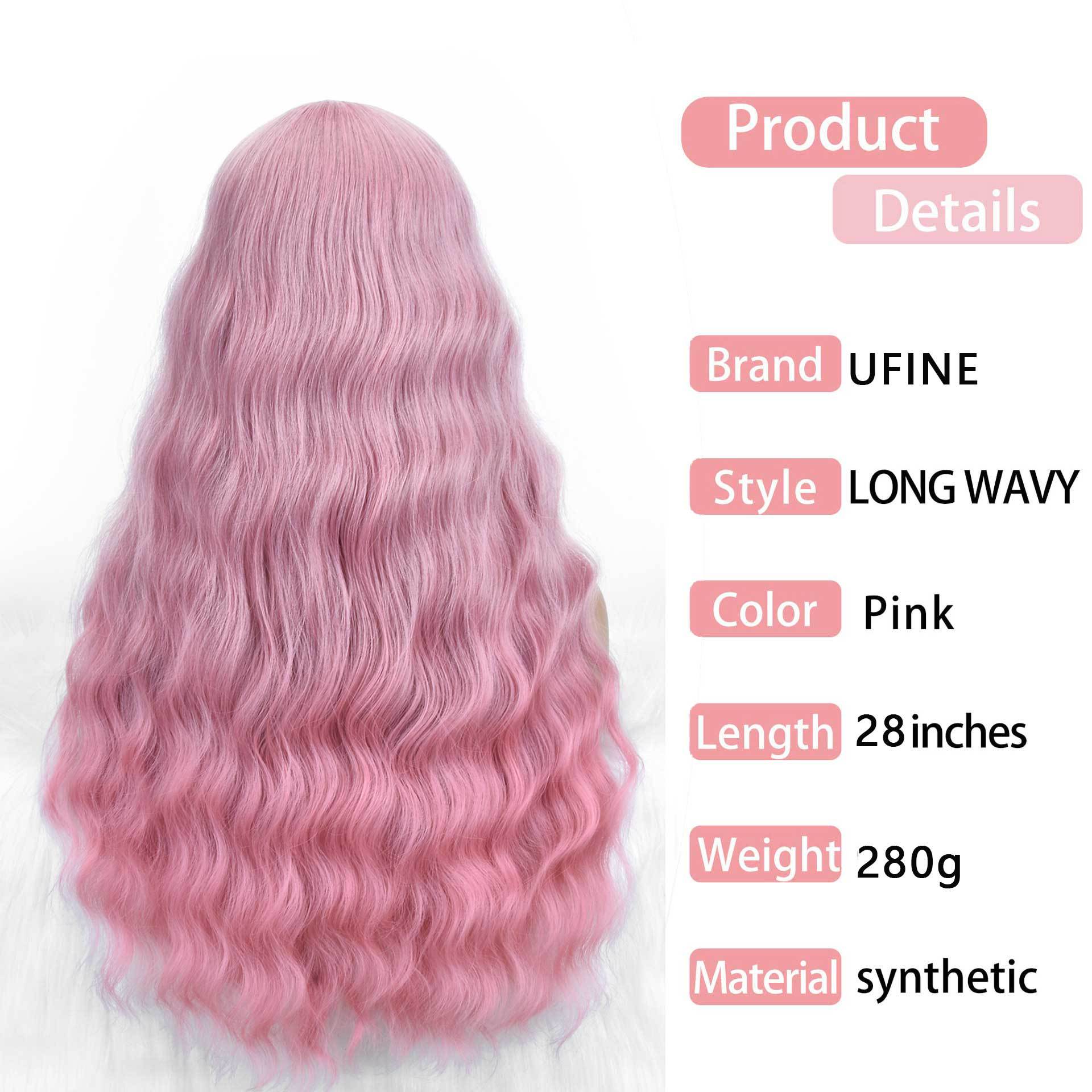 Synthetic Women's Chemical Fiber Long Style With Bangs Curly Hair Wig Full Headband Available In Multiple Colors_voghion.com