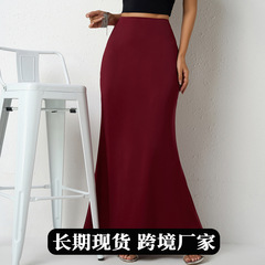 実物撮影 貿易向けクロスボーダー婦人服 人気商品 サテン生地のスカート 春夏新作 欧米風アマゾンロングスカート