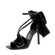 1297-1H102M European and American style sexy patent leather fish mouth with a straight strap and a large bow, thin heel, wearing sandals for women