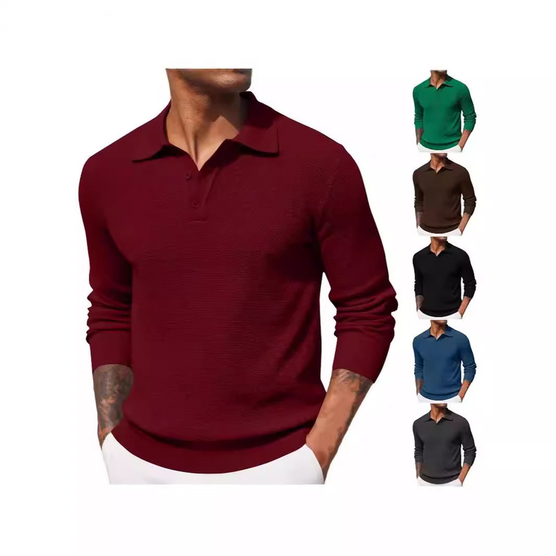 Amazon Explosions Cross-border 2024 Autumn New Casual Top Long Sleeve V-Neck Button POLO Shirt Amazon Explosions Cross-border 2024 Autumn New Casual Top Long Sleeve V-Neck Button POLO Shirt