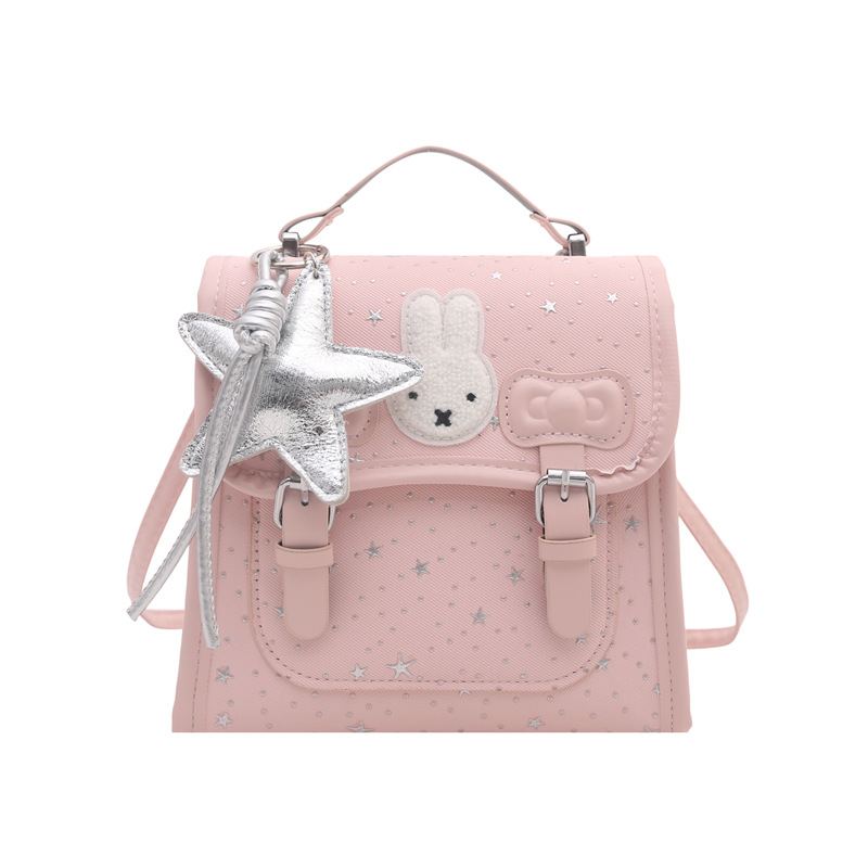 2026 verano nueva moda dulce simple bolso de hombro pequeño nicho dibujos animados conejo mochila de hombro casual mujer