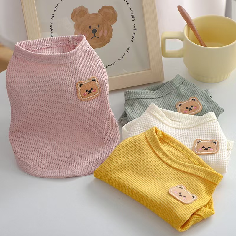 夏薄型犬ワッフル通気性ベストペットテディビションプードル猫小型犬犬服|undefined