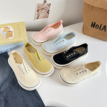韩版芒果头一脚蹬板鞋子帆布鞋女ins潮2025新款透气增高鞋1127