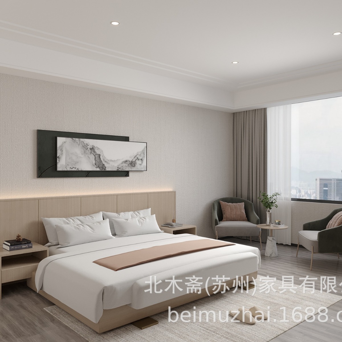 Hotel Furniture Set for Standard Rooms, Customized Furniture for Guesthouses and Rental Apartments, Fast Delivery, Hotel-Specific Large Bed for Guest Rooms