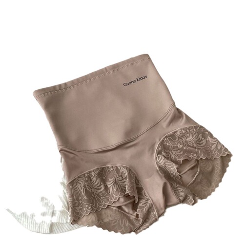 2 pairs of satin lace bodywear safety pants for women, high-waisted abdominal control pants, butt-lifting cotton gusset shaping underwear