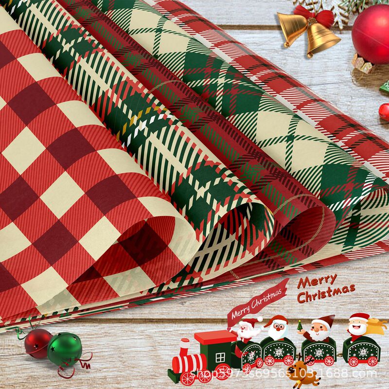 WW038格子縞クリスマスクリスマスツリー手帳素材紙クリップカード作成背景紙|undefined