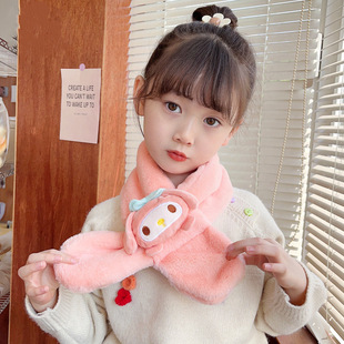 2025 New Cartoon Cute Imitation Rabbit Fur Kidsren's Scarf for Boys and Girls Winter Thickeneded Plush Scarf Baby Neck Cover