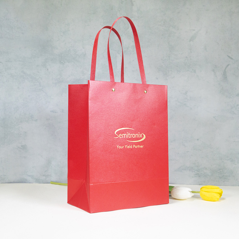 红色特种纸烫金手提袋 服装首饰礼物包装纸袋十股绳加固手提纸袋