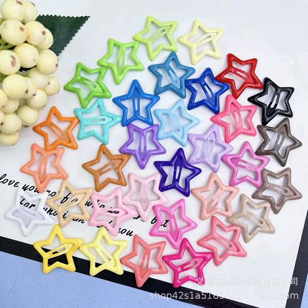 Colorful oil-dropping star clip 3.2CM mixed single