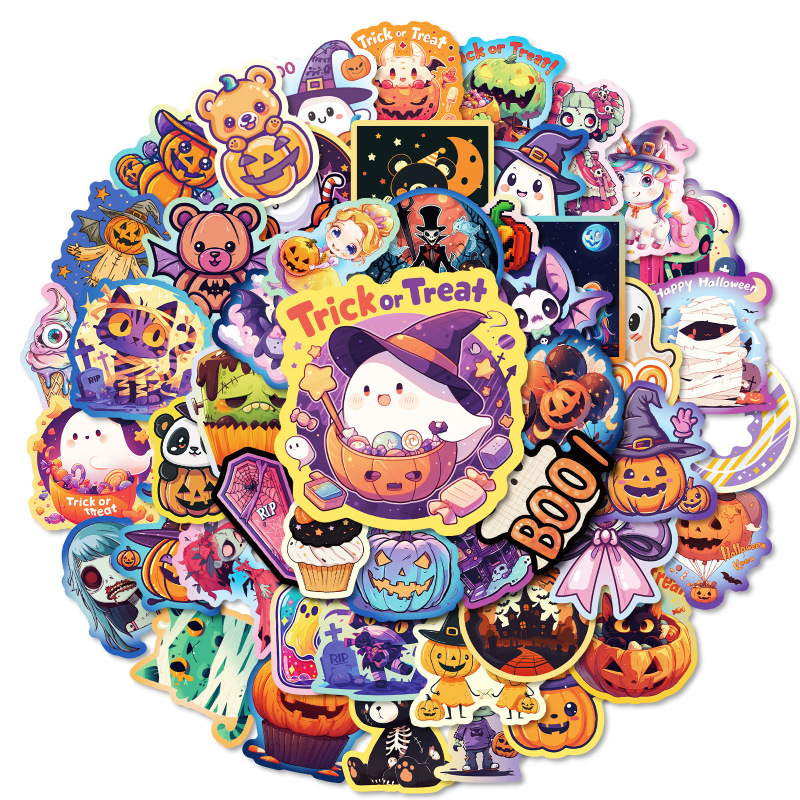 クロスボーダーホットセール 50 ハロウィンかわいい落書きステッカーハロウィンホリデー雰囲気 DIY 装飾ステッカー|undefined
