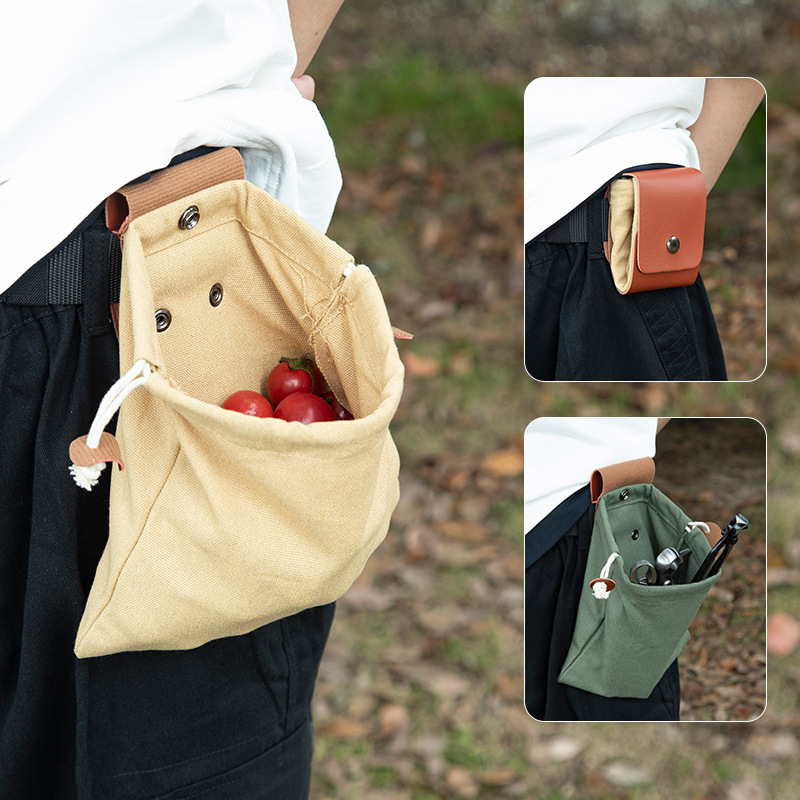 Outdoor Foraging Bag, Fruit Picking Bag, Waist Hanging Tool, Waist Bag, Flap Pocket Pants, Foldableing Canvas Tool Cosmetics Bag