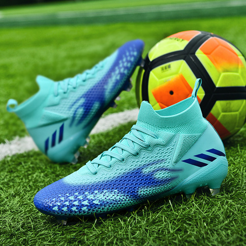 New high-top football shoes, long spikes, seamless flying woven broken spikes, training shoes, men's soccer shoes
