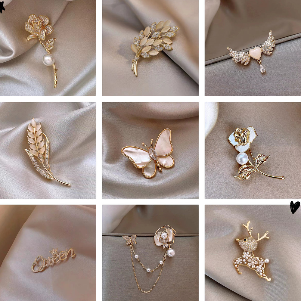 Edle Broschenkollektion Mit Perlen Muscheln Und Blumen Motiven_voghion.com