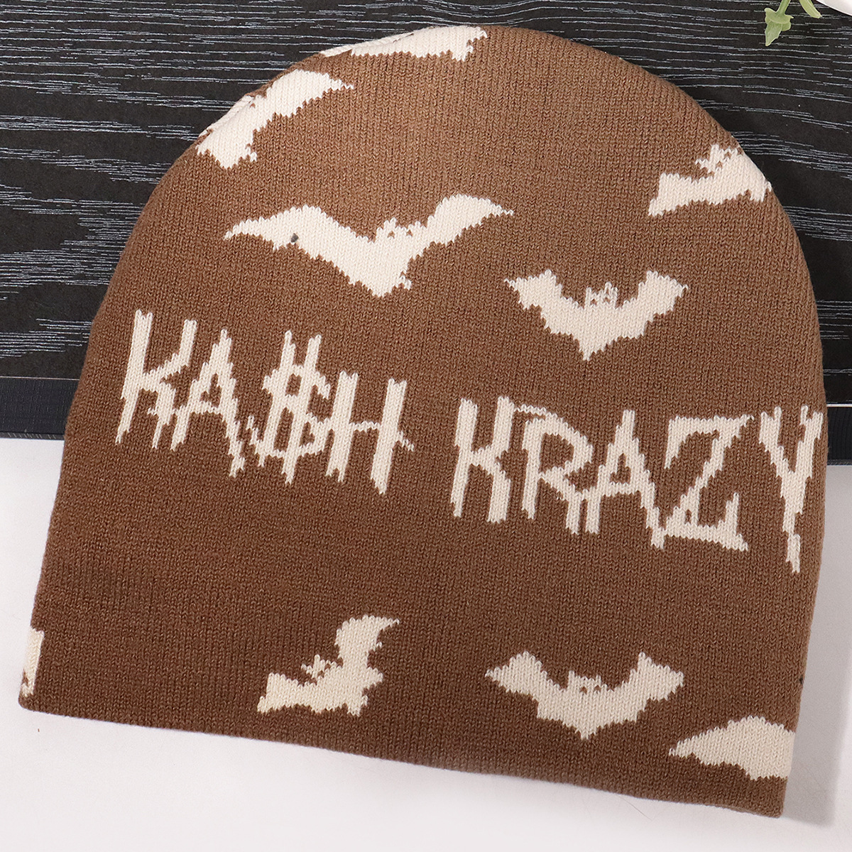 Fashion Halloween alphabet jacquard knitted hat personality trend cold and warm_viptrois.com