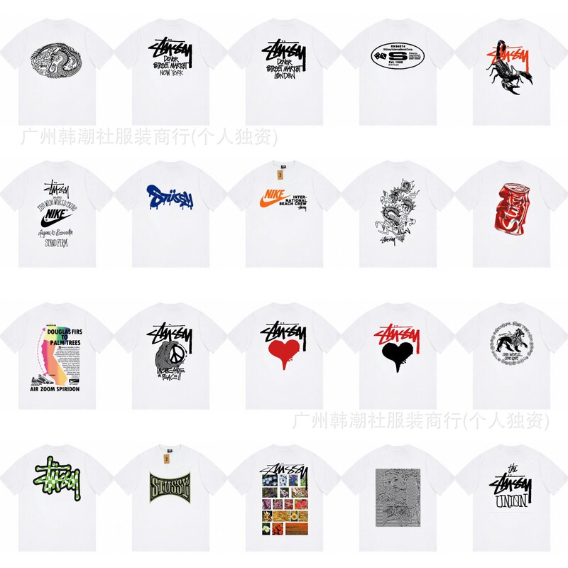 Cross-Border Dropshipping Trendy Brand Printed Short-Sleeved T-Shirt Dragon Pattern Street Limited Edition Scorpion Joint Lion American Couple