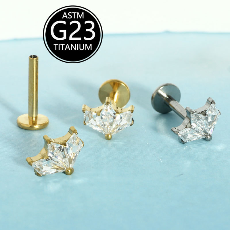 Pointed titanium steel lip stud product view