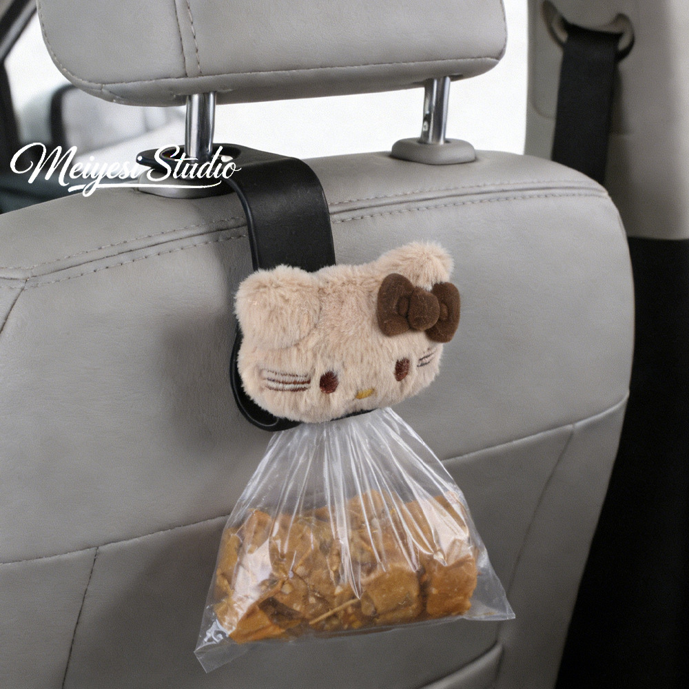 Cute gato KT gancho de automóvil asiento de automóvil almacenamiento multifuncional pequeño gancho de suministros para automóviles para chicas prácticas