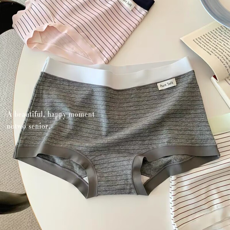 Retro striped cotton boxer briefs for women, 2026 new model, ladies' sporty style, comfortable and breathable sports boxer shorts Retro striped cotton boxer briefs for women, 2026 new model, ladies' sporty style, comfortable and breathable sports boxer shorts