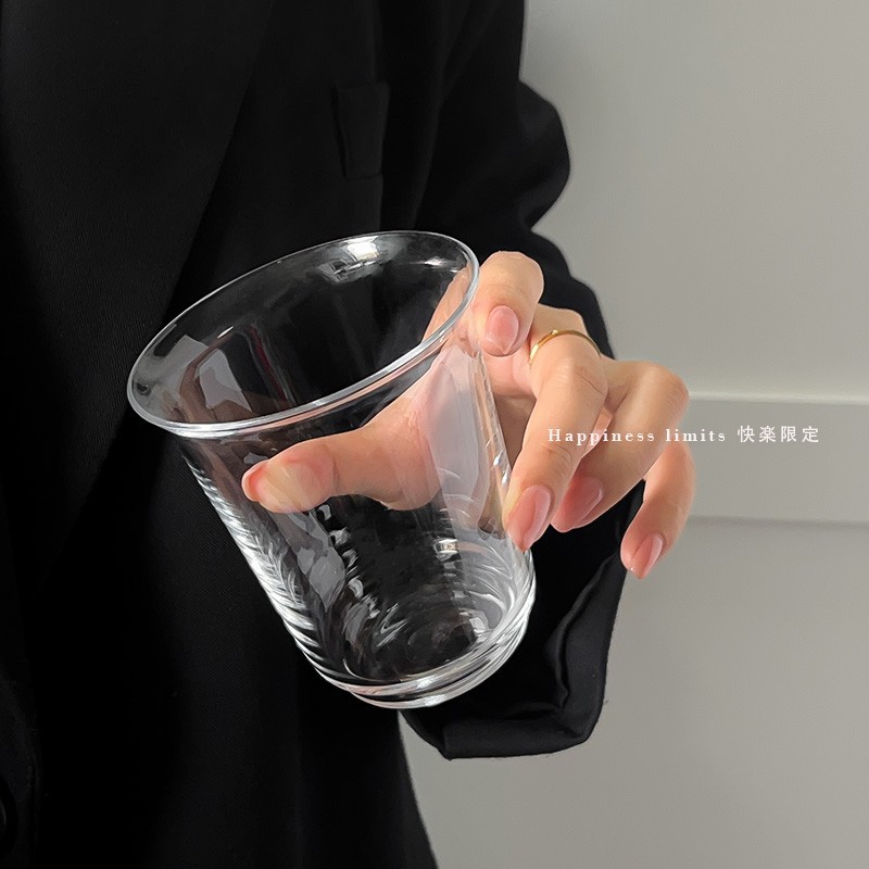Minimalist Curved Glass Cup For Coffee Juice And Cold Drinks_voghion.com