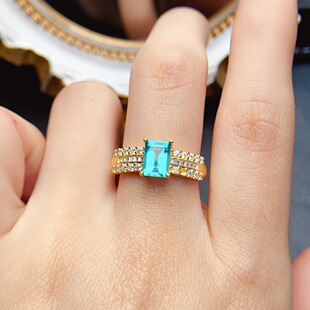 New natural Topaz ring S925 silver inlaid main stone 5*7mm Joker net red explosions women's jewelry wholesale