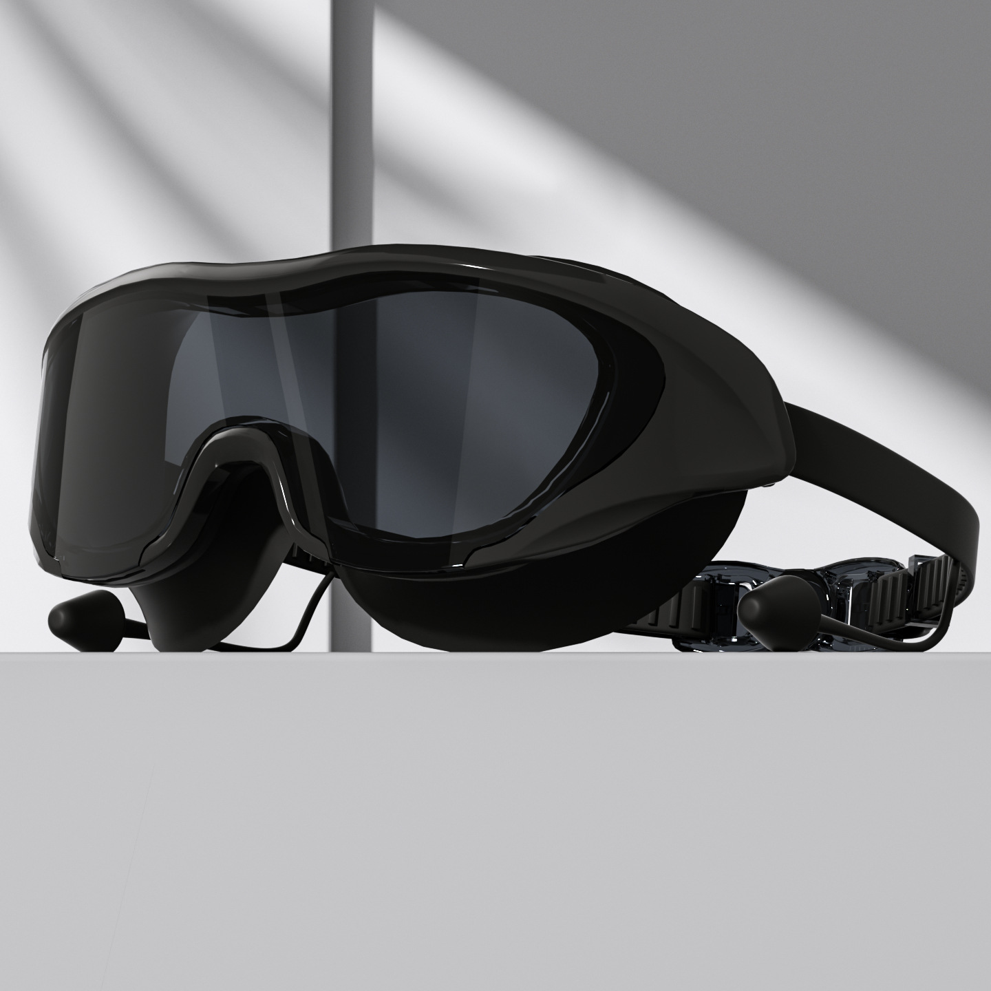 Set de Gafas y Gorro de Natación de Marco Grande PC y Silicona Antivaho e Impermeable para Adultos