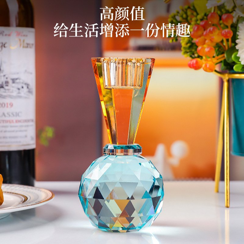 跨境水晶烛台婚庆浪漫烛光晚餐摆件餐桌高级感香薰摆台水晶蜡烛台|undefined