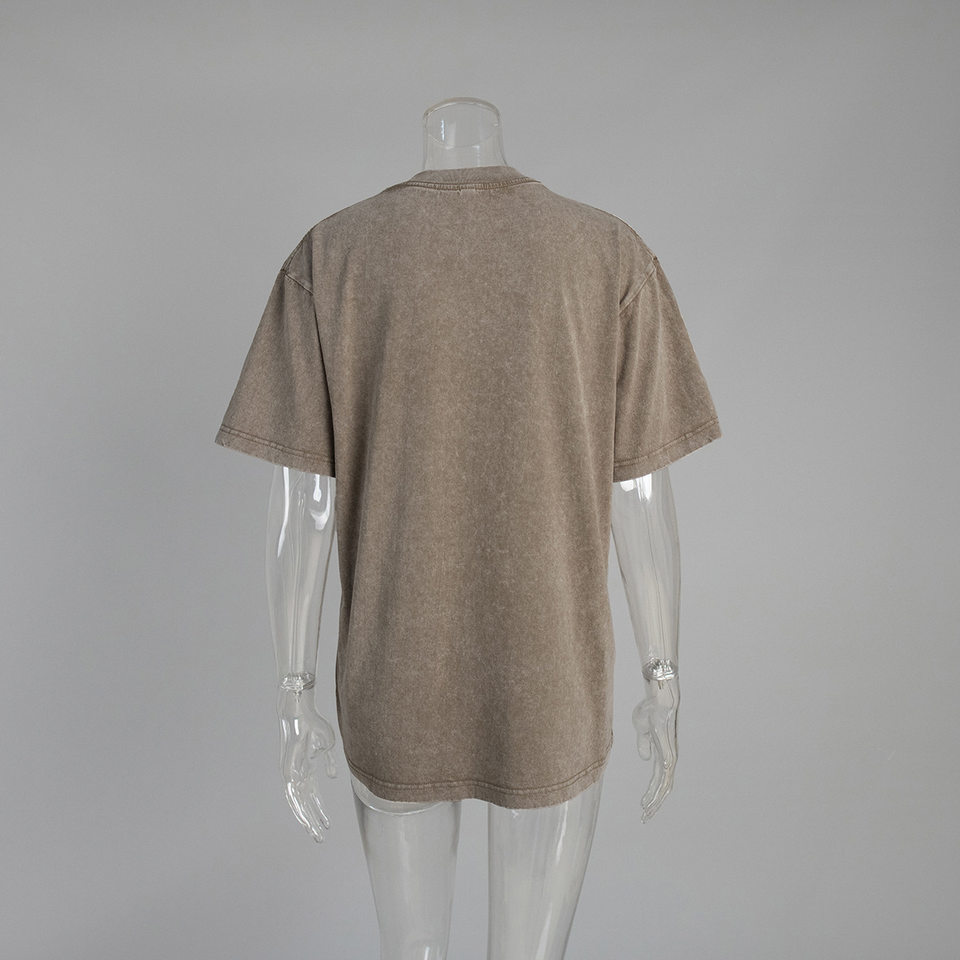 Áo thun nam tay ngắn cổ tròn cotton giặt mềm phong cách Âu Mỹ — Màu cà phê, Màu mơ, Màu tím, Màu xanh lam chi tiết 12