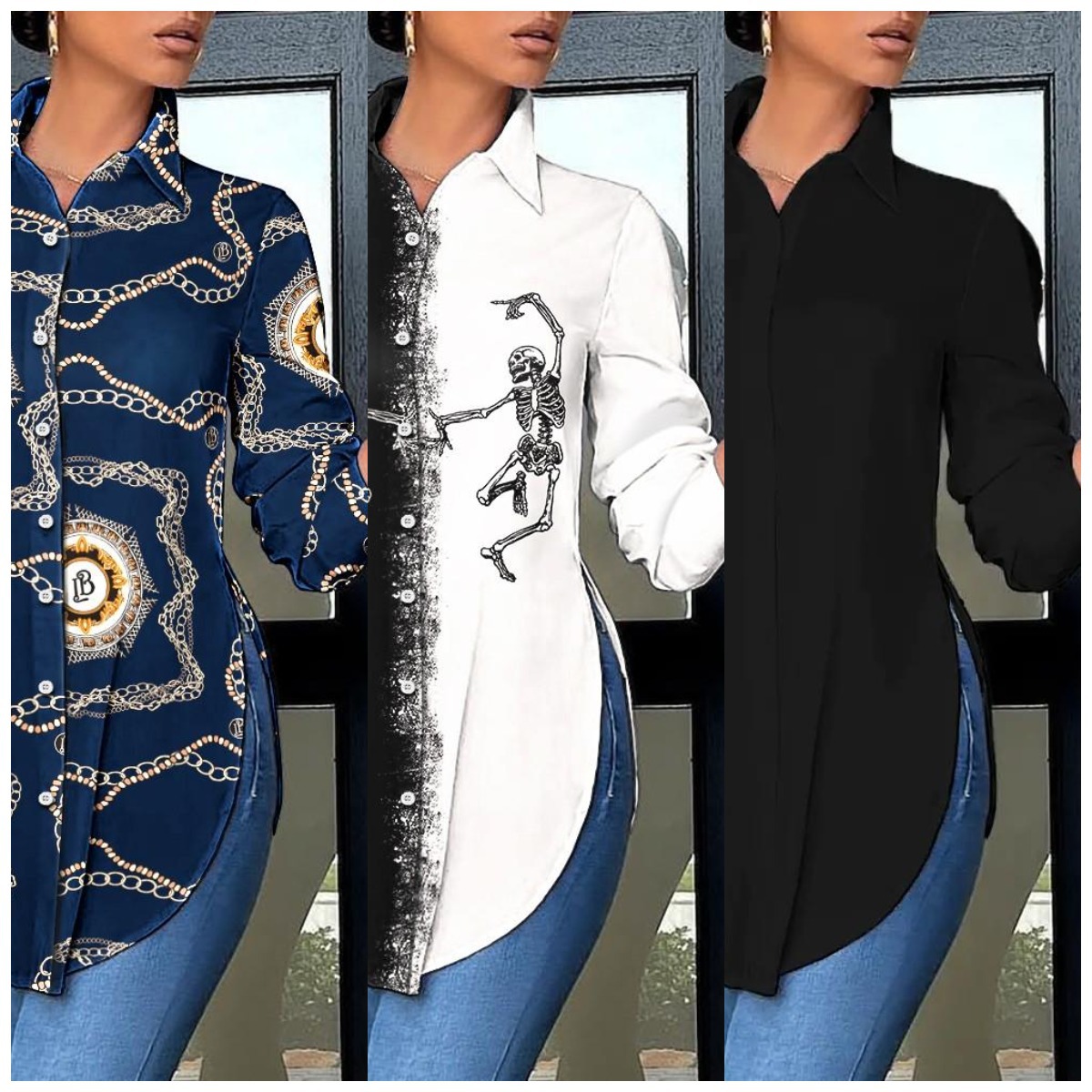 New 2022 Spring Fresh Style Fresh Sweet Polyester Cardigan POLO Collar Slim Fit Blouse