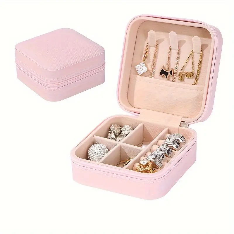 Caja de almacenamiento de joyería portátil, para collares, pendientes y anillos