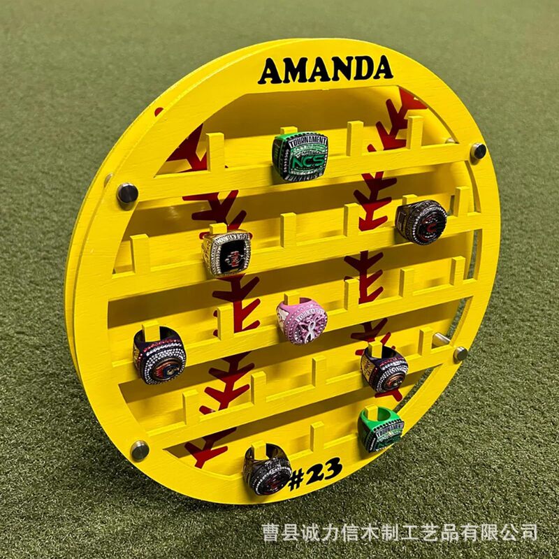 Wooden Round Baseball Ring Storage Rack Wall-mounted Multi-layer Champion Jewelry Storage Rack Championship Display Rack
