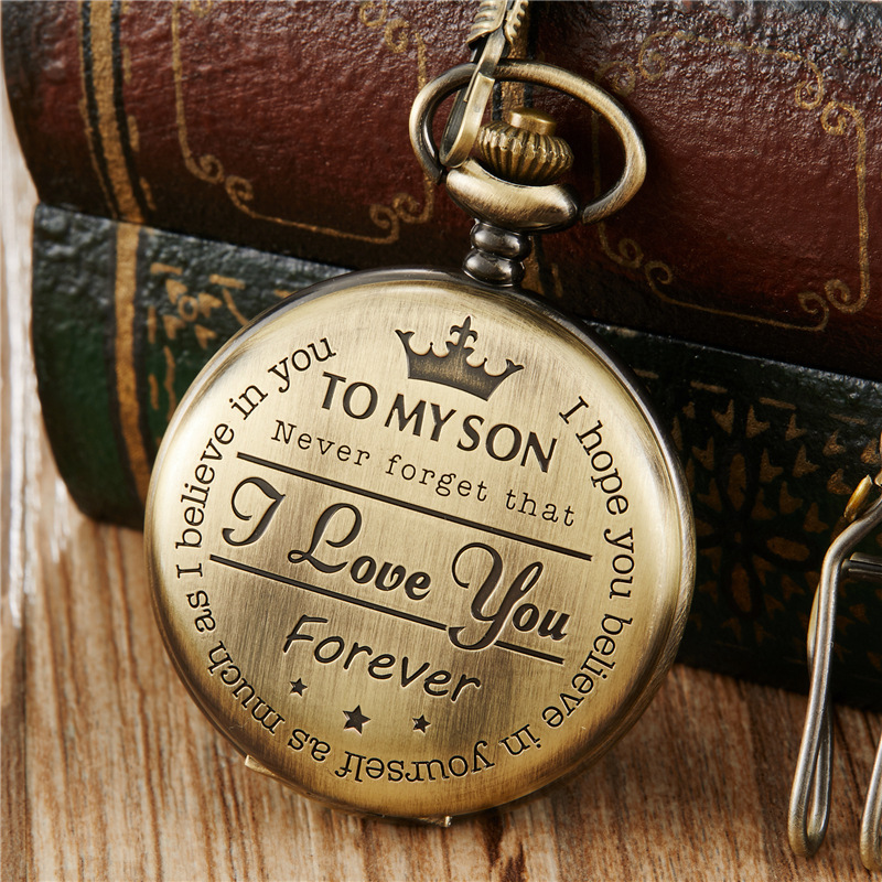 TO MY SON LOVE FOREVER vintage pocket watch - golden