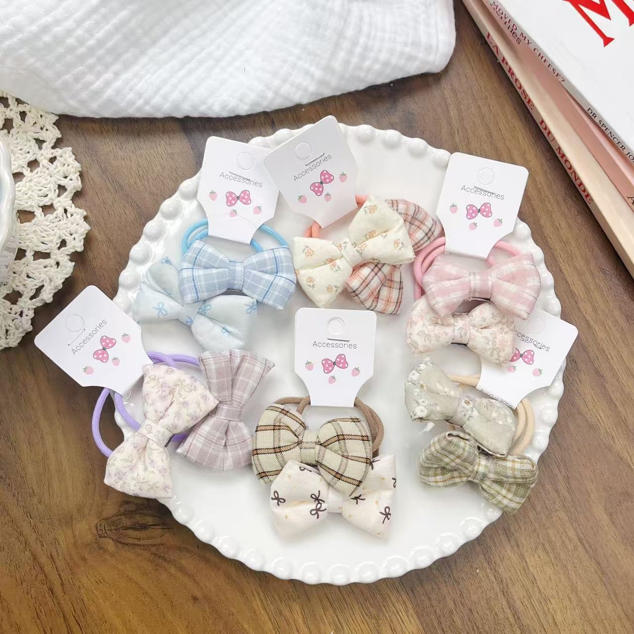 Tejido dulce coreano estricto tocado infantil flor triturada arco anillo de cabello temperamento cabello de niña pequeña joyería fresca para el cabello