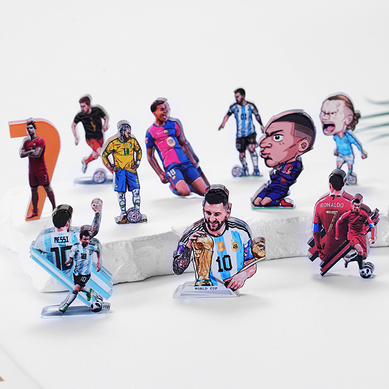 Acrylic Figurine Toys Cristiano Ronaldo, Messi, Mbappe, Neymar Double-Sided Embossed Bracelet Accessories Fan Merchandise Acrylic Figurine Toys Cristiano Ronaldo, Messi, Mbappe, Neymar Double-Sided Embossed Bracelet Accessories Fan Merchandise