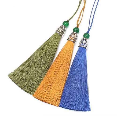 Green jade bead hollow hat tassel tassel vertical polyester tassel tassel pendant bookmark small tassel hanging tassel accessories