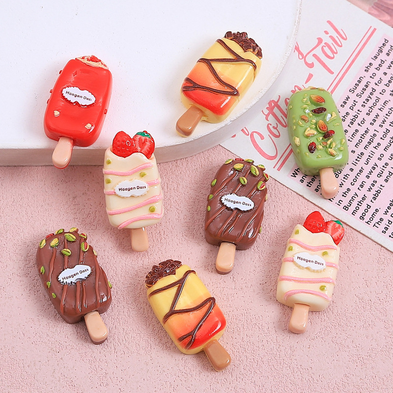 漫画イチゴアイスクリーム食品おもちゃ手作り diy クリーム接着剤樹脂アクセサリー小さなアクセサリージュエリーヘアピン材料パッケージ|undefined