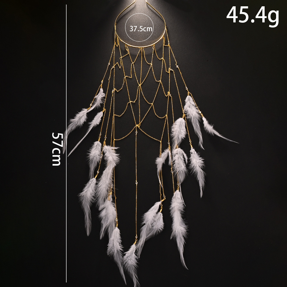 Nuevo colgante de plumas transfronterizas temperamento de hadas cadena de cabello accesorios para la cena banda de cabeza femenina