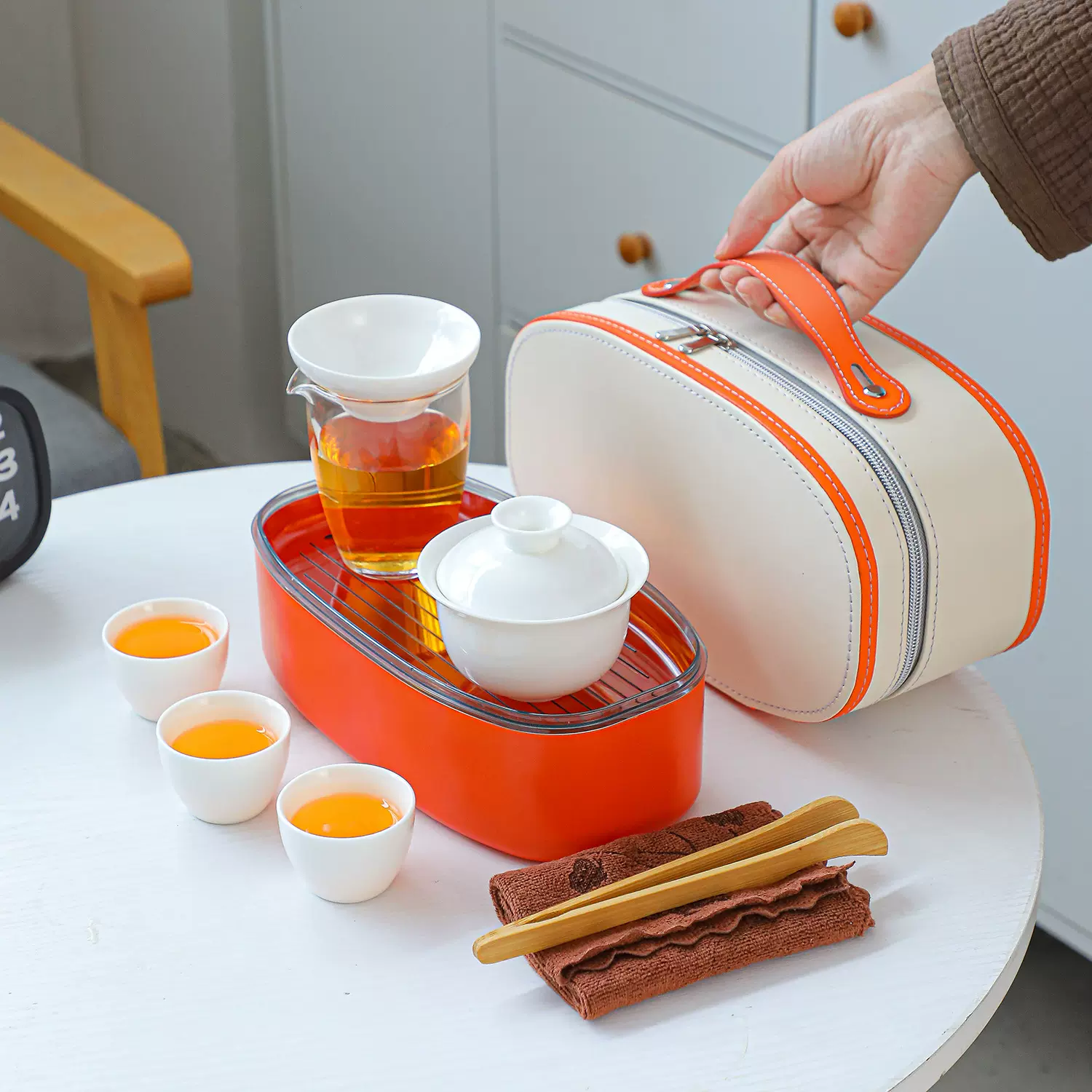 旅行茶具套装便携式一壶四杯随身快客杯茶盘户外组合泡茶器印logo