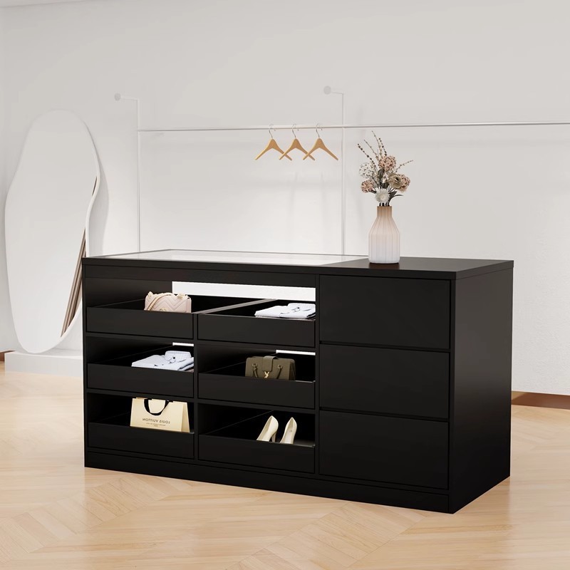 服装店中岛柜流水台展示台收银台柜台摆件饰品陈列柜吧台桌带玻璃