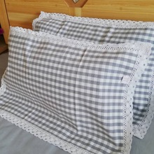 新品包邮老粗布蕾丝花边枕巾纯棉加厚透气清爽成人枕片一对装多色