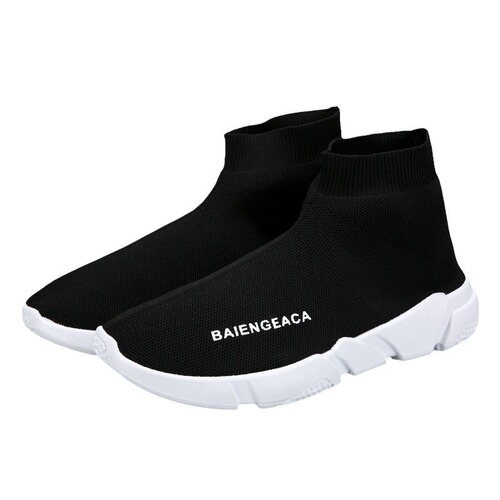 Couple's elastic socks shoes, knitted elastic socks boots with flyknit breathable casual mid-height single shoes, unisex pair.