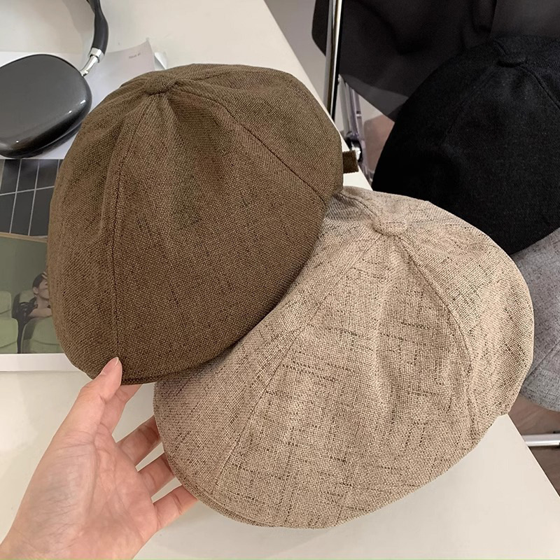 Qadın üçün pambıq-kətan beret, yay üçün nazik