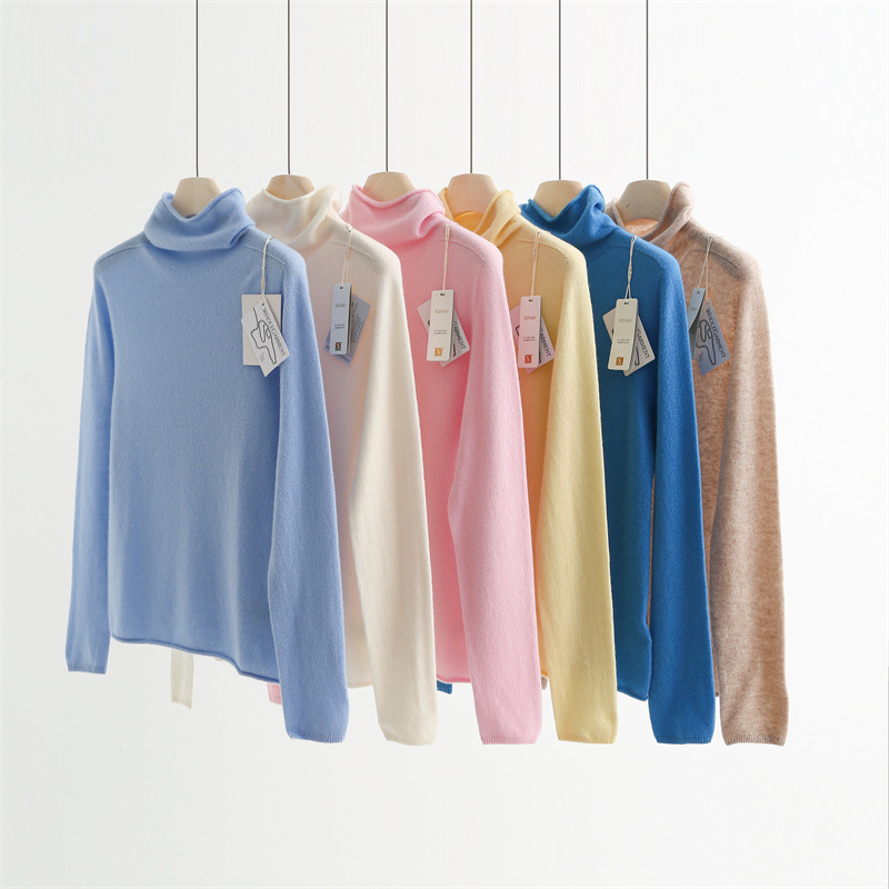 Soft and Lightweight New Zealand Cashmere Wool Seamless Turtleneck Knit Sweater Autumn and Winter Long-Sleeve Base Sweater A9298