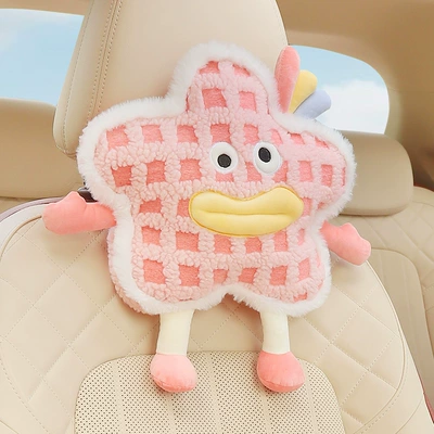 Waist support Car Neck Pillow and Lumbar Cushion - star-pink-headrest