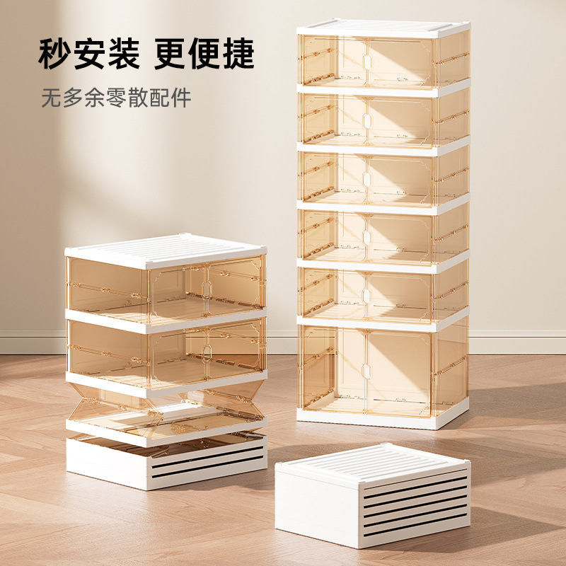 Zapatero de doble fila sin instalación, estante para zapatos plegable, botas simples para el hogar, zapatos, caja de zapatos transparente de plástico al por mayor