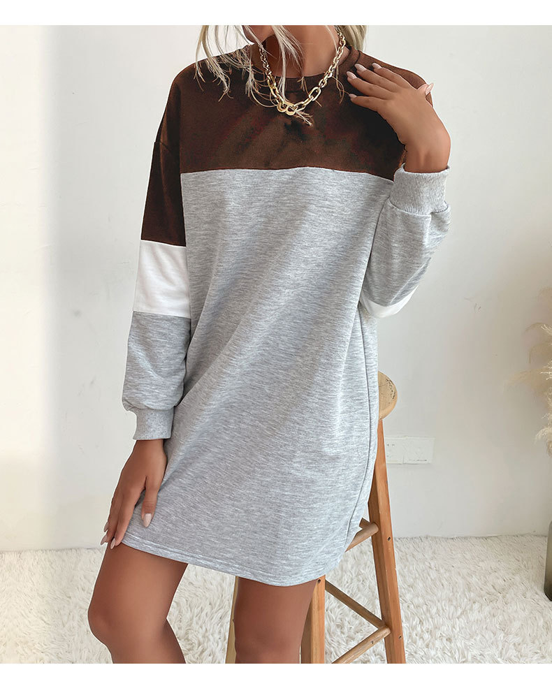 Autumn Women Wear Long Sleeve Color Matching Sweater Dress